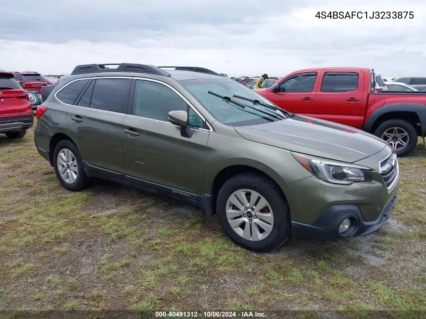 2018 Subaru Outback 2.5I Premium VIN: 4S4BSAFC1J3233875 Lot: 40491312