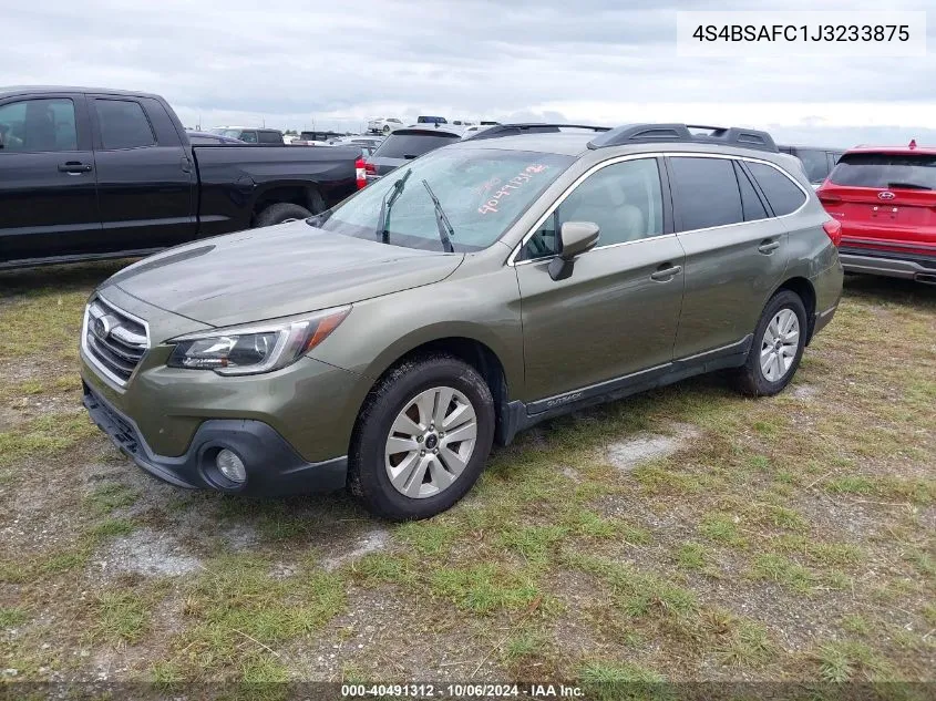 2018 Subaru Outback 2.5I Premium VIN: 4S4BSAFC1J3233875 Lot: 40491312