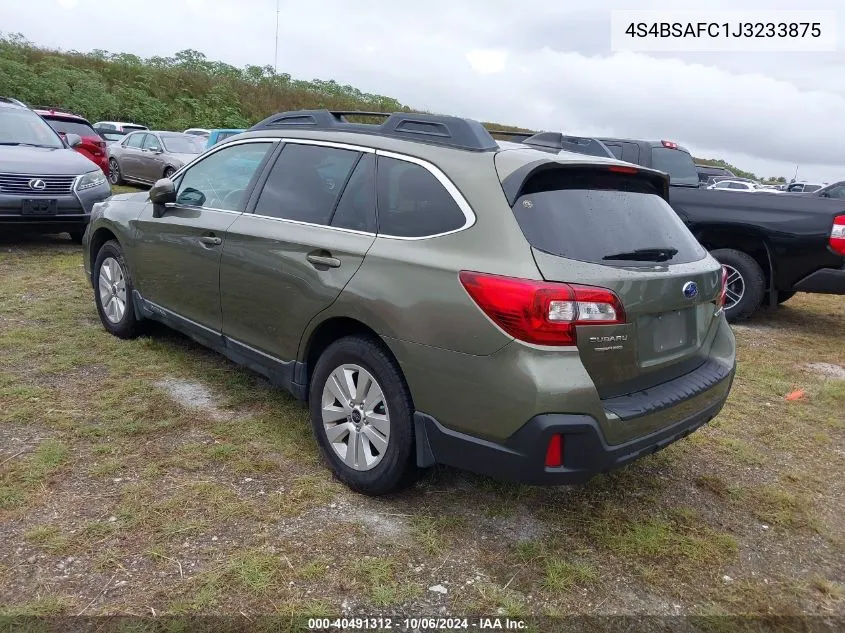 2018 Subaru Outback 2.5I Premium VIN: 4S4BSAFC1J3233875 Lot: 40491312