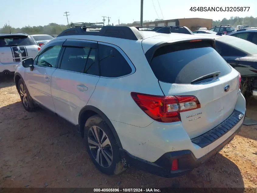 2018 Subaru Outback 2.5I Limited VIN: 4S4BSANC6J3205877 Lot: 40505896