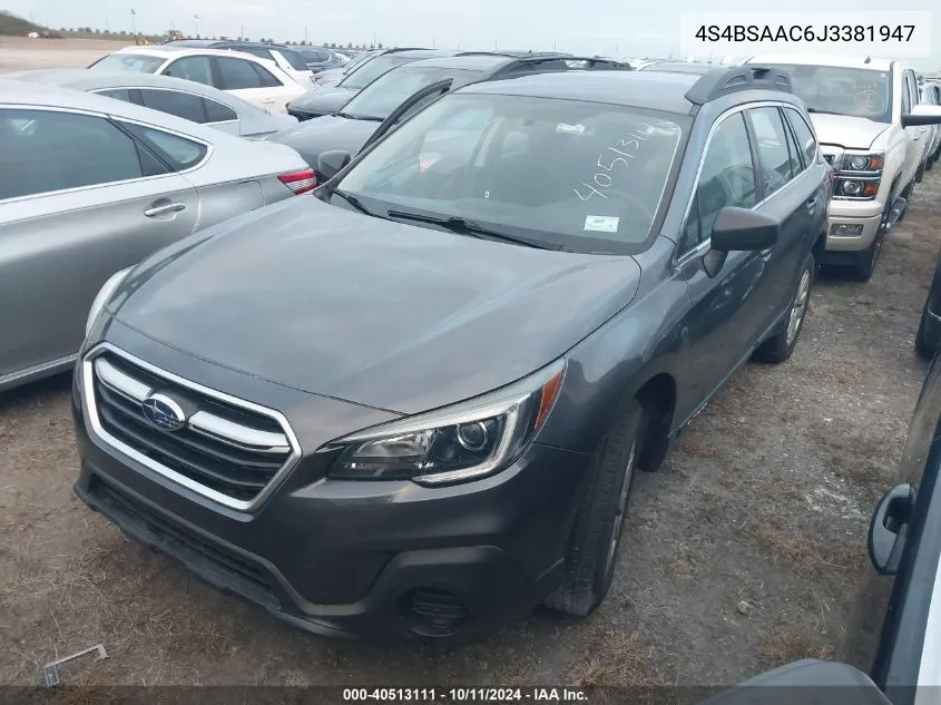 2018 Subaru Outback 2.5I VIN: 4S4BSAAC6J3381947 Lot: 40513111