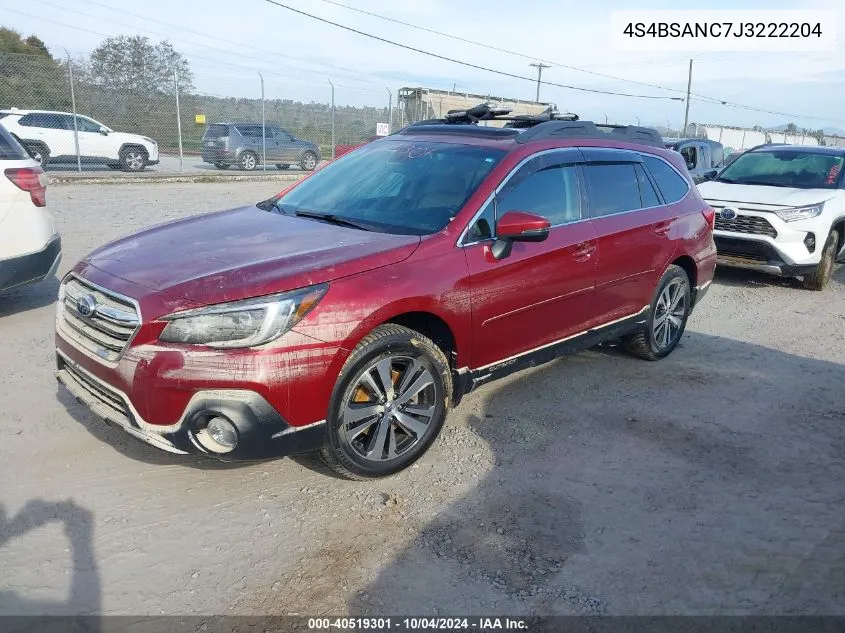 2018 Subaru Outback 2.5I Limited VIN: 4S4BSANC7J3222204 Lot: 40519301