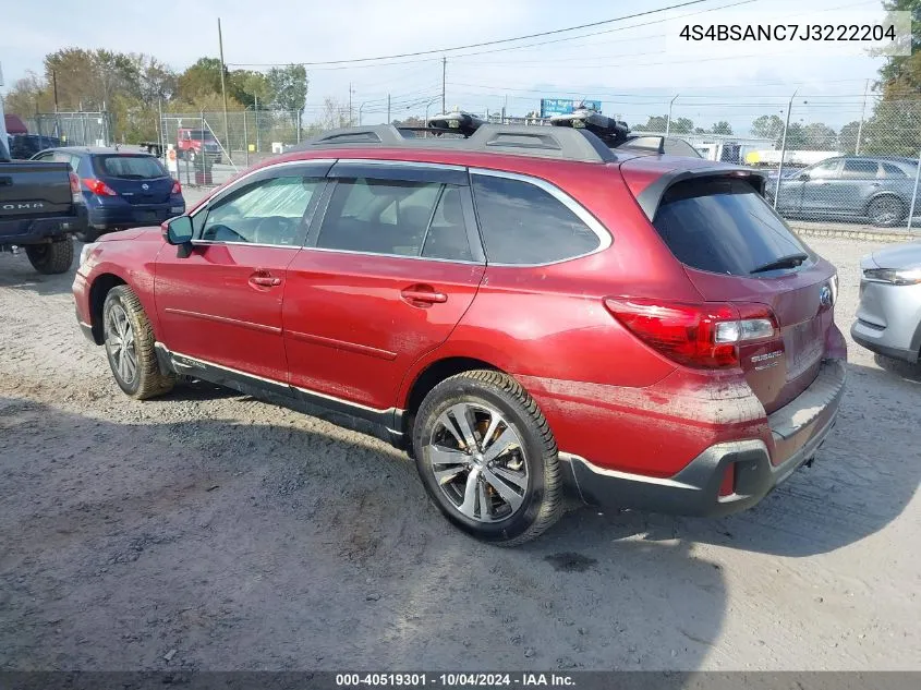 2018 Subaru Outback 2.5I Limited VIN: 4S4BSANC7J3222204 Lot: 40519301