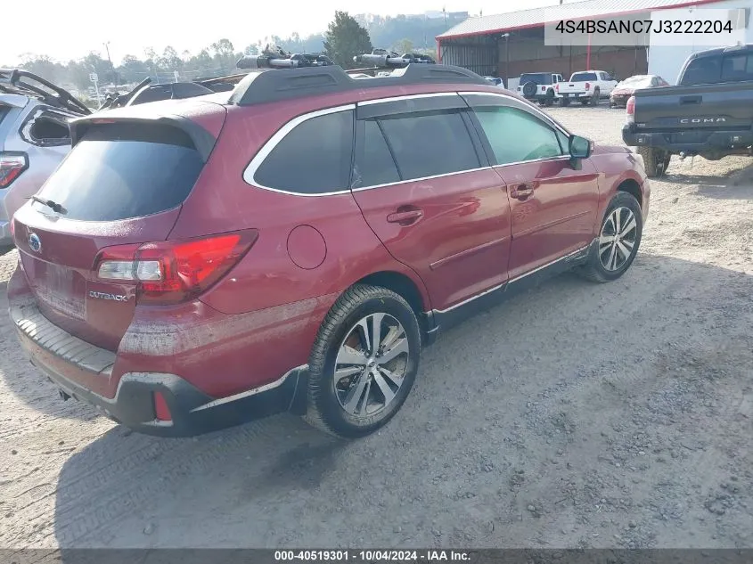 2018 Subaru Outback 2.5I Limited VIN: 4S4BSANC7J3222204 Lot: 40519301