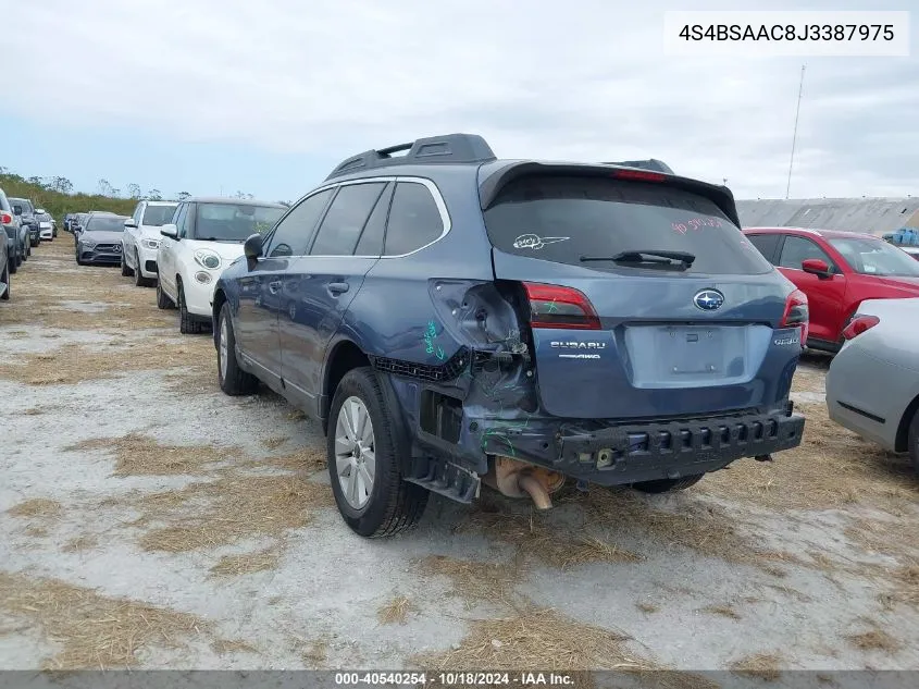 2018 Subaru Outback 2.5I VIN: 4S4BSAAC8J3387975 Lot: 40540254