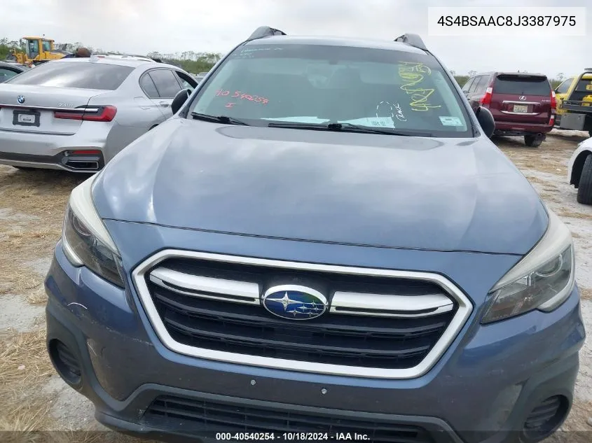 2018 Subaru Outback 2.5I VIN: 4S4BSAAC8J3387975 Lot: 40540254