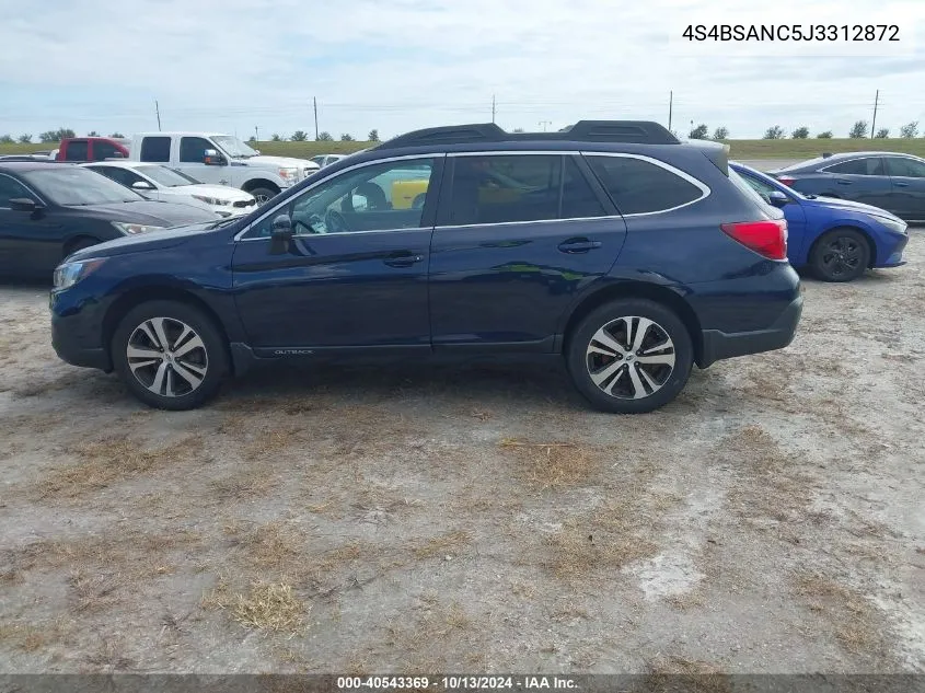 2018 Subaru Outback 2.5I Limited VIN: 4S4BSANC5J3312872 Lot: 40543369