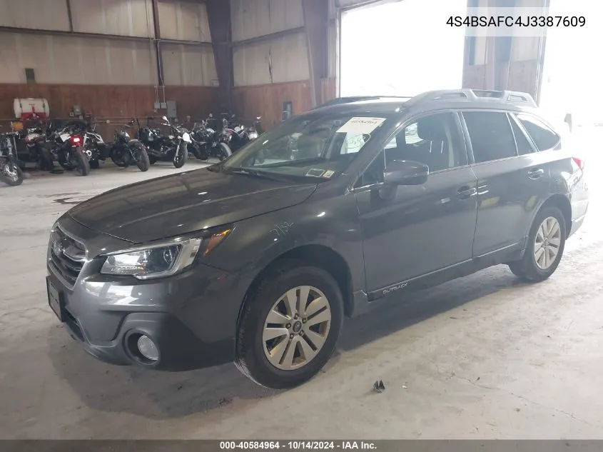 2018 Subaru Outback 2.5I Premium VIN: 4S4BSAFC4J3387609 Lot: 40584964