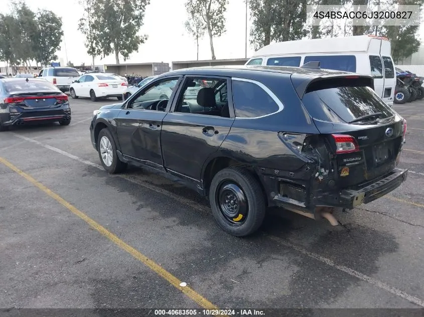 2018 Subaru Outback 2.5I Premium VIN: 4S4BSACC6J3200827 Lot: 40683505