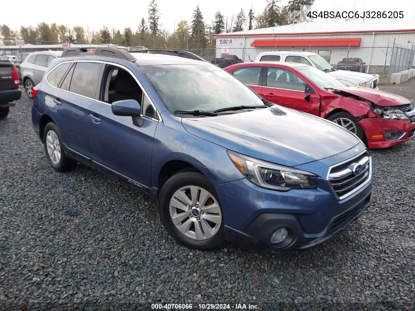 2018 Subaru Outback 2.5I Premium VIN: 4S4BSACC6J3286205 Lot: 40706066