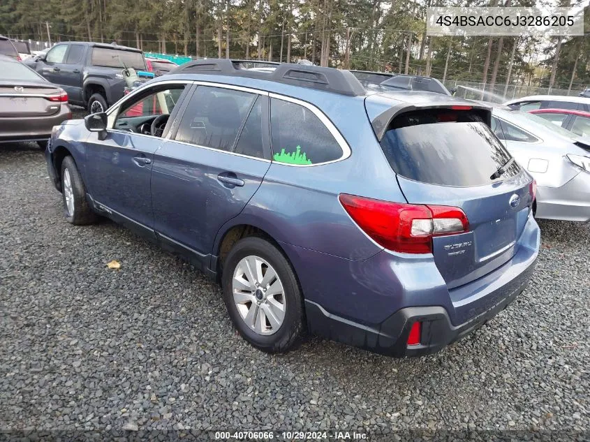 2018 Subaru Outback 2.5I Premium VIN: 4S4BSACC6J3286205 Lot: 40706066