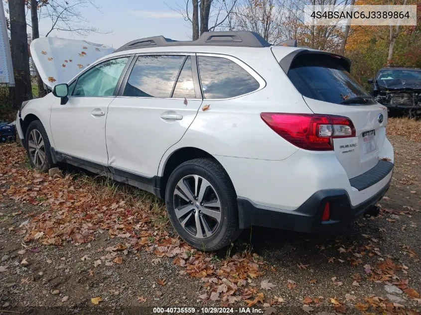 2018 Subaru Outback 2.5I Limited VIN: 4S4BSANC6J3389864 Lot: 40735559