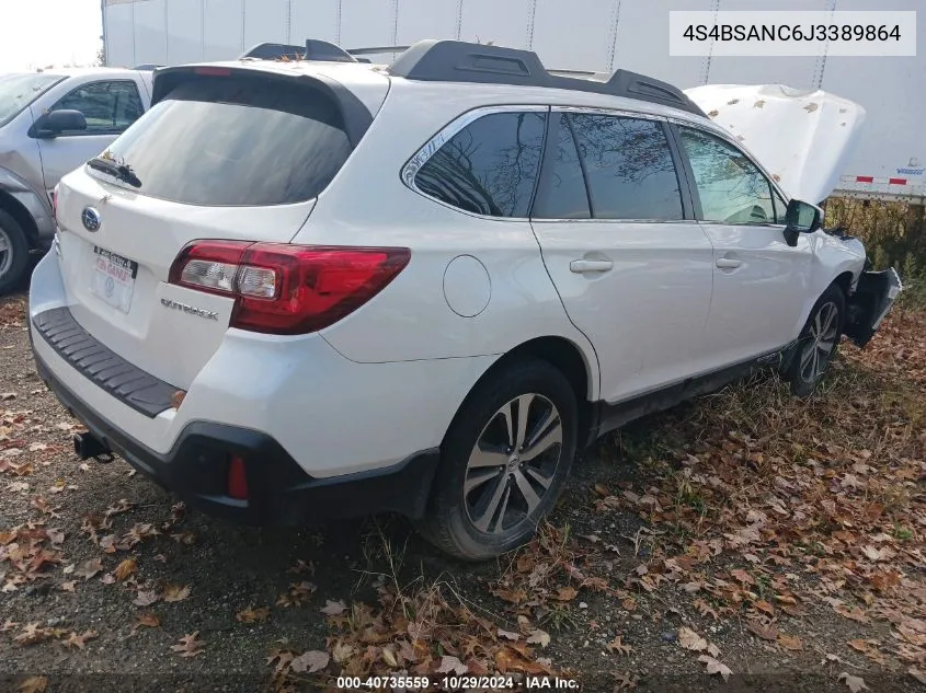 2018 Subaru Outback 2.5I Limited VIN: 4S4BSANC6J3389864 Lot: 40735559