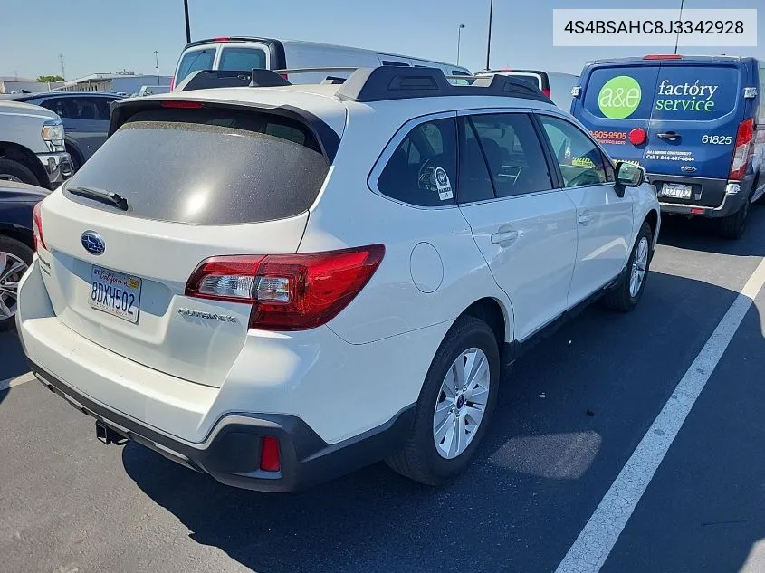 2018 Subaru Outback 2.5I Premium VIN: 4S4BSAHC8J3342928 Lot: 40757105