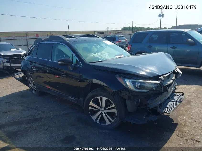 2018 Subaru Outback 2.5I Limited VIN: 4S4BSANC1J3316479 Lot: 40796403