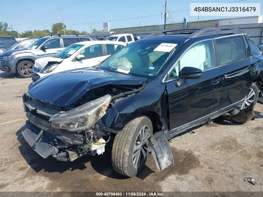 2018 Subaru Outback 2.5I Limited VIN: 4S4BSANC1J3316479 Lot: 40796403