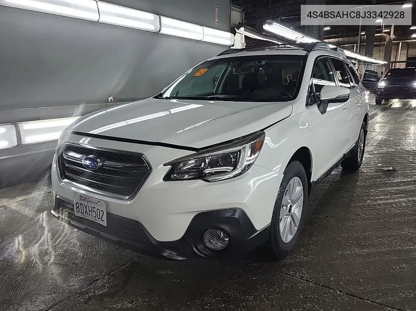 2018 Subaru Outback 2.5I Premium VIN: 4S4BSAHC8J3342928 Lot: 40803231