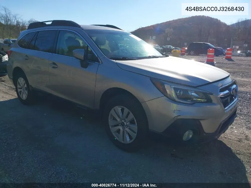 2018 Subaru Outback 2.5I Premium VIN: 4S4BSACC0J3268430 Lot: 40826774