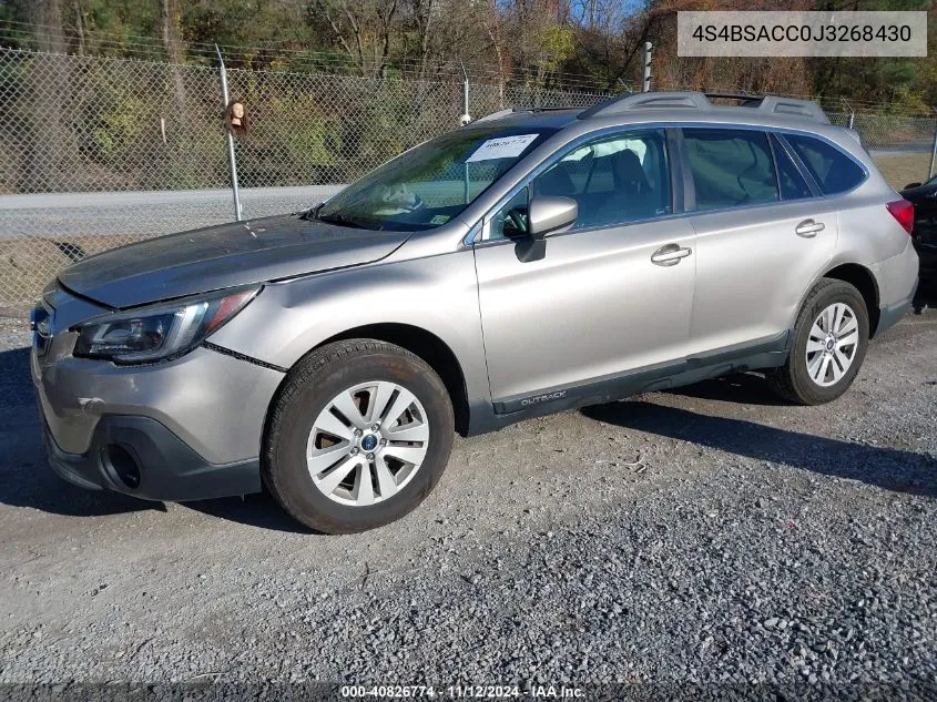 2018 Subaru Outback 2.5I Premium VIN: 4S4BSACC0J3268430 Lot: 40826774