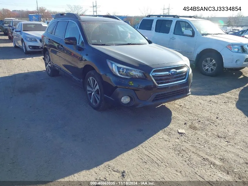 2018 Subaru Outback 2.5I Limited VIN: 4S4BSANC3J3334854 Lot: 40863035