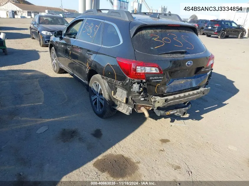 2018 Subaru Outback 2.5I Limited VIN: 4S4BSANC3J3334854 Lot: 40863035