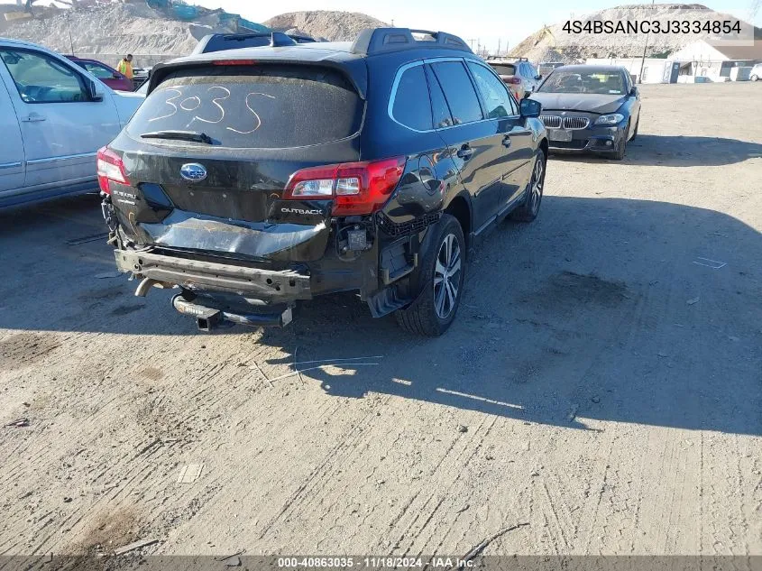 2018 Subaru Outback 2.5I Limited VIN: 4S4BSANC3J3334854 Lot: 40863035