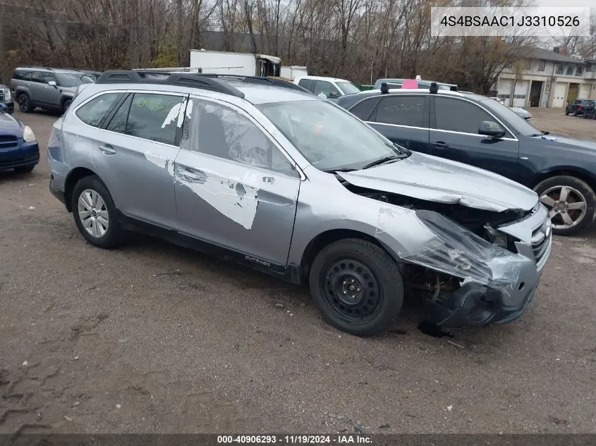 2018 Subaru Outback 2.5I VIN: 4S4BSAAC1J3310526 Lot: 40906293