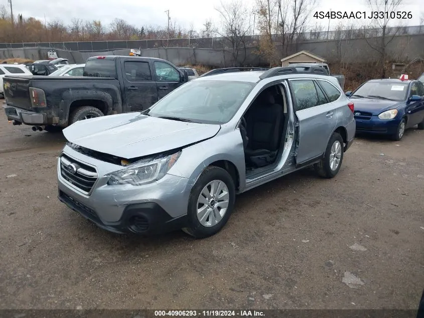 2018 Subaru Outback 2.5I VIN: 4S4BSAAC1J3310526 Lot: 40906293