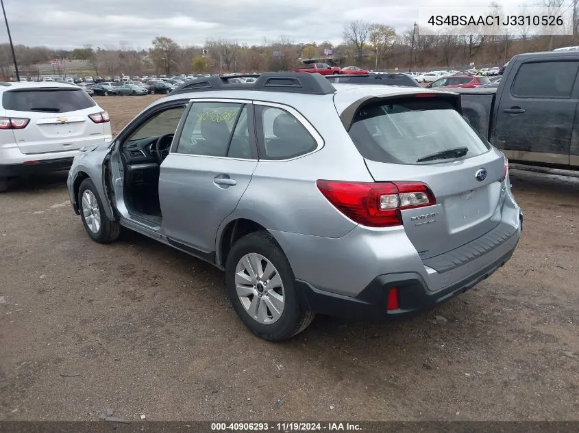 2018 Subaru Outback 2.5I VIN: 4S4BSAAC1J3310526 Lot: 40906293