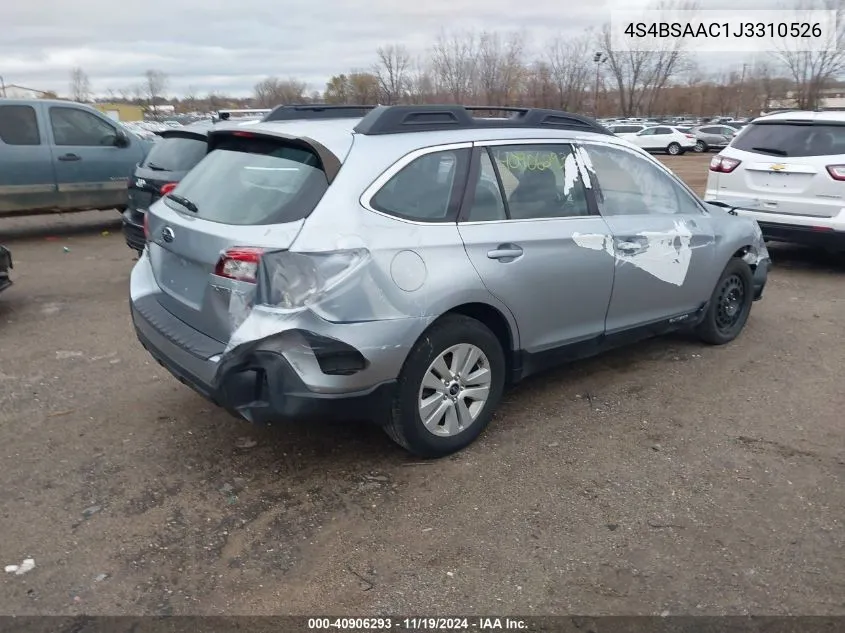 2018 Subaru Outback 2.5I VIN: 4S4BSAAC1J3310526 Lot: 40906293