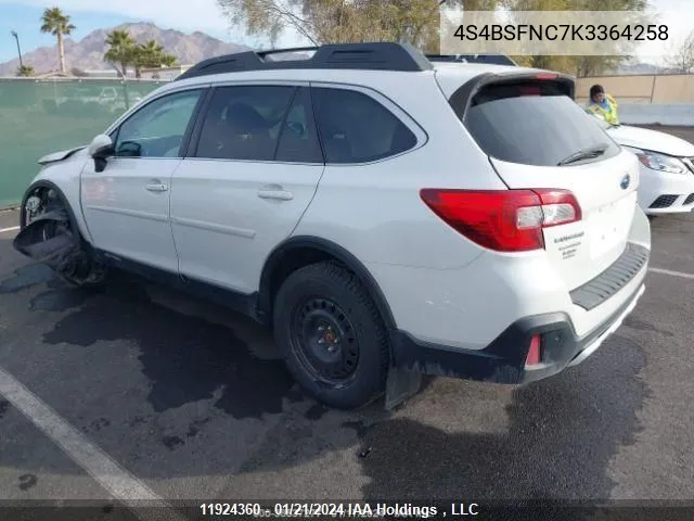 2019 Subaru Outback VIN: 4S4BSFNC7K3364258 Lot: 11924360