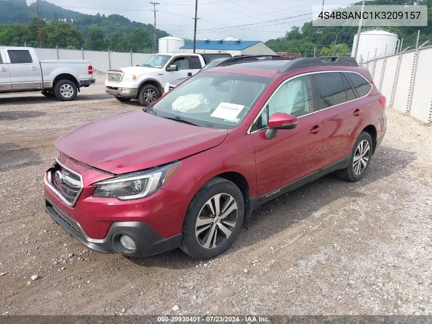 4S4BSANC1K3209157 2019 Subaru Outback 2.5I Limited