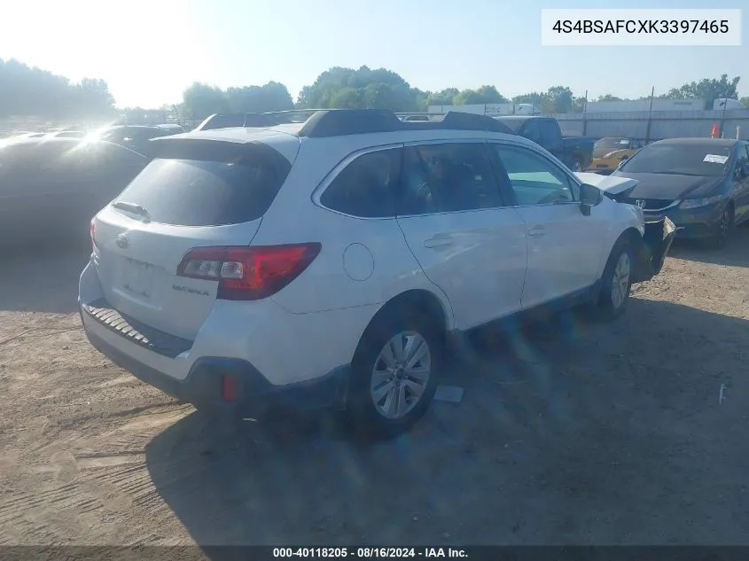 2019 Subaru Outback 2.5I Premium VIN: 4S4BSAFCXK3397465 Lot: 40118205