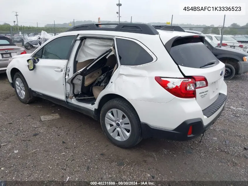 2019 Subaru Outback 2.5I Premium VIN: 4S4BSAFC1K3336523 Lot: 40231888