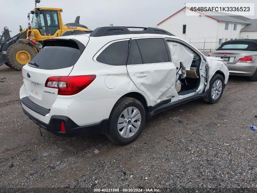 2019 Subaru Outback 2.5I Premium VIN: 4S4BSAFC1K3336523 Lot: 40231888