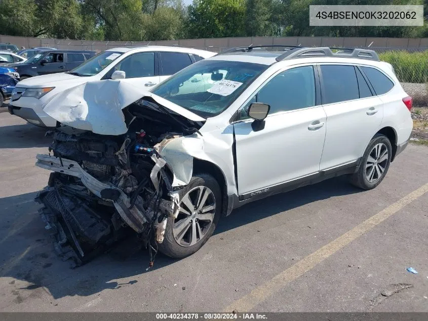 2019 Subaru Outback 3.6R Limited VIN: 4S4BSENC0K3202062 Lot: 40234378