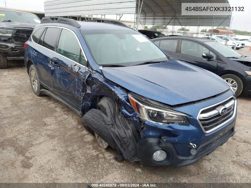 2019 Subaru Outback 2.5I Premium VIN: 4S4BSAFCXK3321132 Lot: 40245978