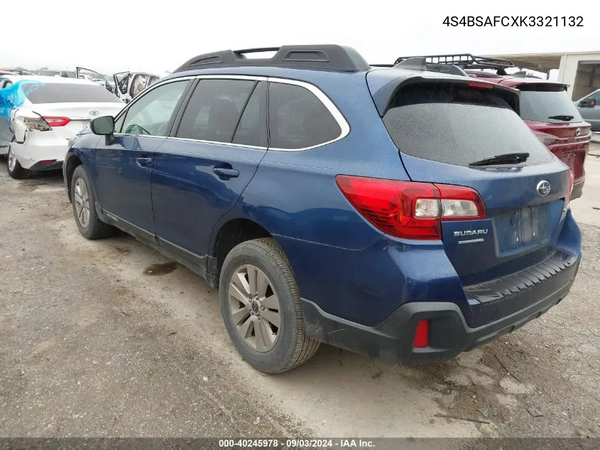 2019 Subaru Outback 2.5I Premium VIN: 4S4BSAFCXK3321132 Lot: 40245978