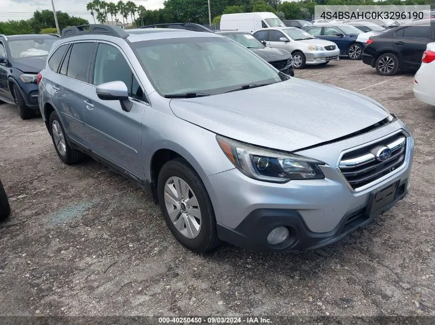 2019 Subaru Outback 2.5I Premium VIN: 4S4BSAHC0K3296190 Lot: 40250450