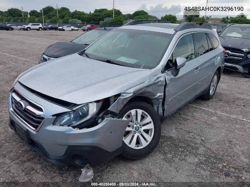 2019 Subaru Outback 2.5I Premium VIN: 4S4BSAHC0K3296190 Lot: 40250450