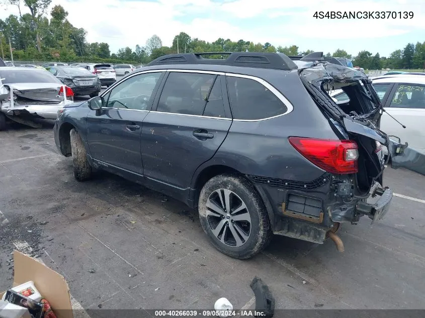 2019 Subaru Outback 2.5I Limited VIN: 4S4BSANC3K3370139 Lot: 40266039