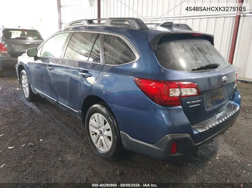 2019 Subaru Outback 2.5I Premium VIN: 4S4BSAHCXK3275105 Lot: 40290900