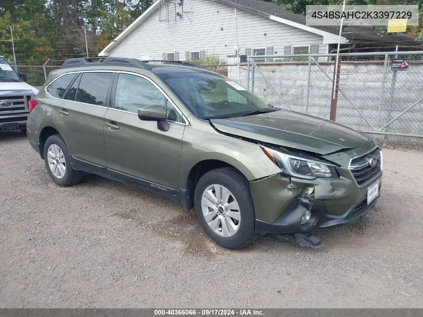 2019 Subaru Outback 2.5I Premium VIN: 4S4BSAHC2K3397229 Lot: 40366066