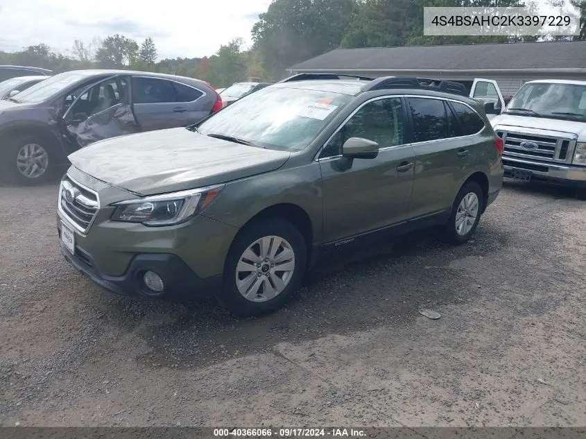 2019 Subaru Outback 2.5I Premium VIN: 4S4BSAHC2K3397229 Lot: 40366066