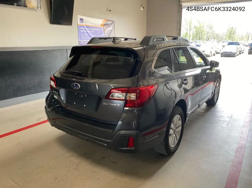 2019 Subaru Outback 2.5I Premium VIN: 4S4BSAFC6K3324092 Lot: 40454174