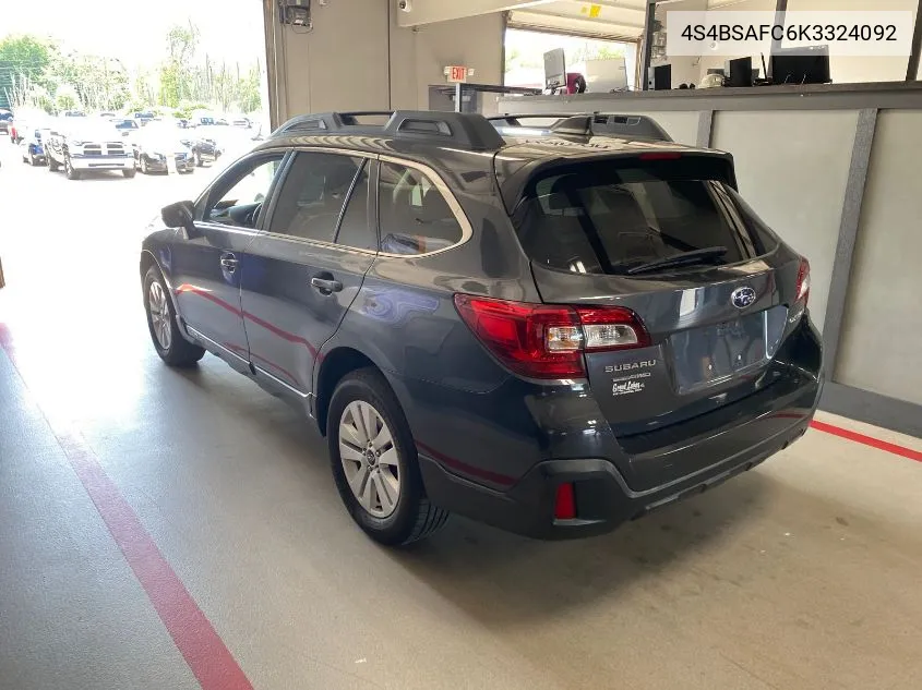 2019 Subaru Outback 2.5I Premium VIN: 4S4BSAFC6K3324092 Lot: 40454174