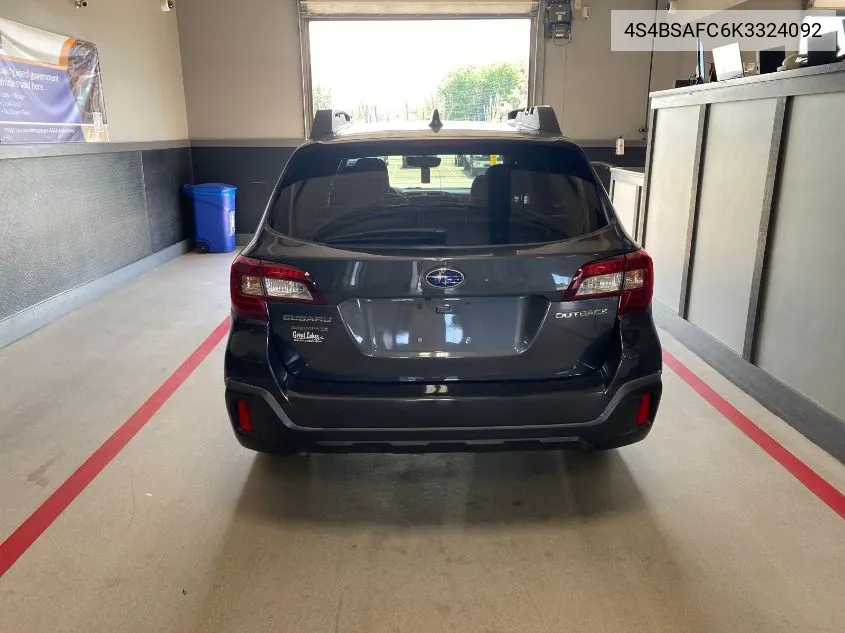 2019 Subaru Outback 2.5I Premium VIN: 4S4BSAFC6K3324092 Lot: 40454174