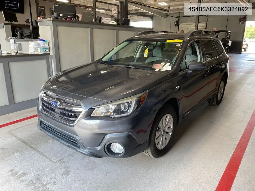 2019 Subaru Outback 2.5I Premium VIN: 4S4BSAFC6K3324092 Lot: 40454174