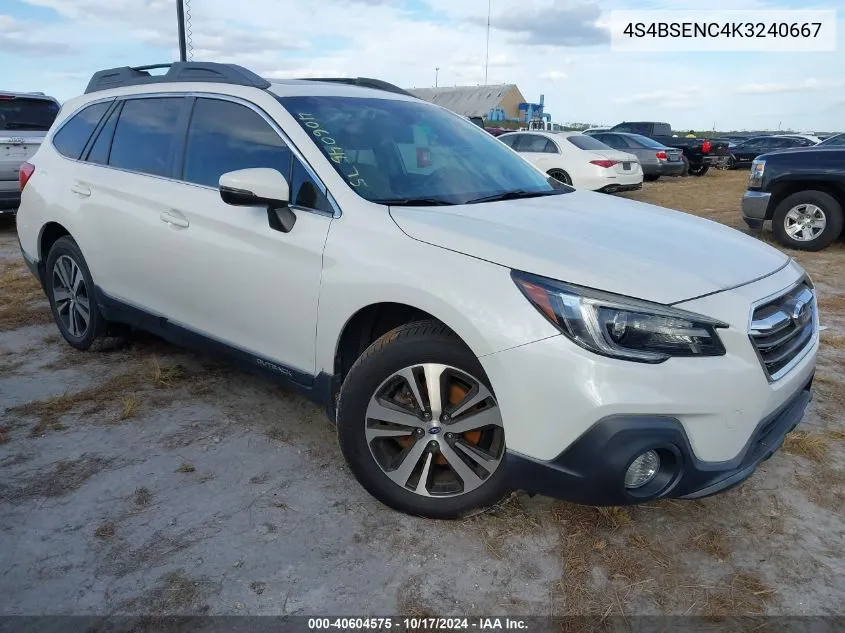 2019 Subaru Outback 3.6R Limited VIN: 4S4BSENC4K3240667 Lot: 40604575