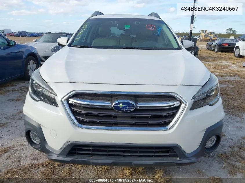 2019 Subaru Outback 3.6R Limited VIN: 4S4BSENC4K3240667 Lot: 40604575